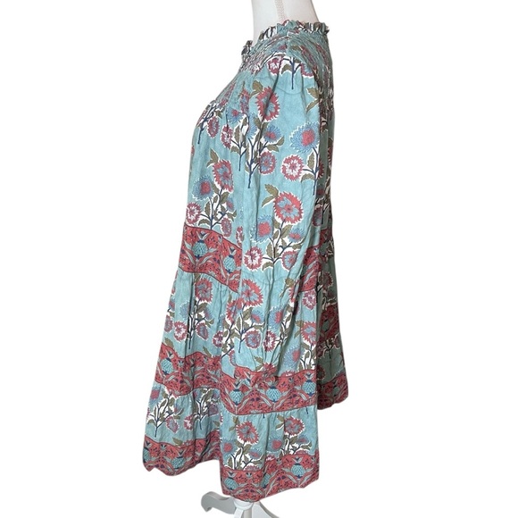 Victoria Dunn Peony Dress Smocked Yoke in Burnt Sienna Floral Size XS Boho Fall - Picture 14 of 16